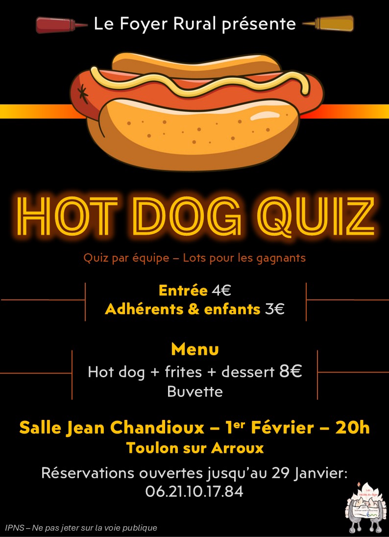 Soirée hot dog quizz à Toulon-sur-Arroux