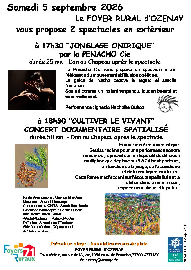 Spectacles de jonglage et sonore à Ozenay